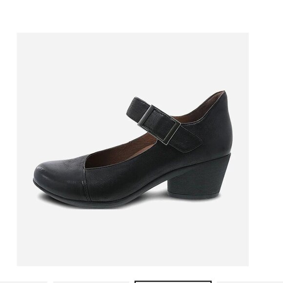Dansko Roxanne Burnished Black Leather Mary Jane Heel Buckle Ankle Strap 40 9.5 - Picture 3 of 11